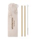 Set de Popotes de Bambú con Cepillo de Limpieza de Acero Inoxidable y Nylon, con Bolsa de Algodón 3 en 1